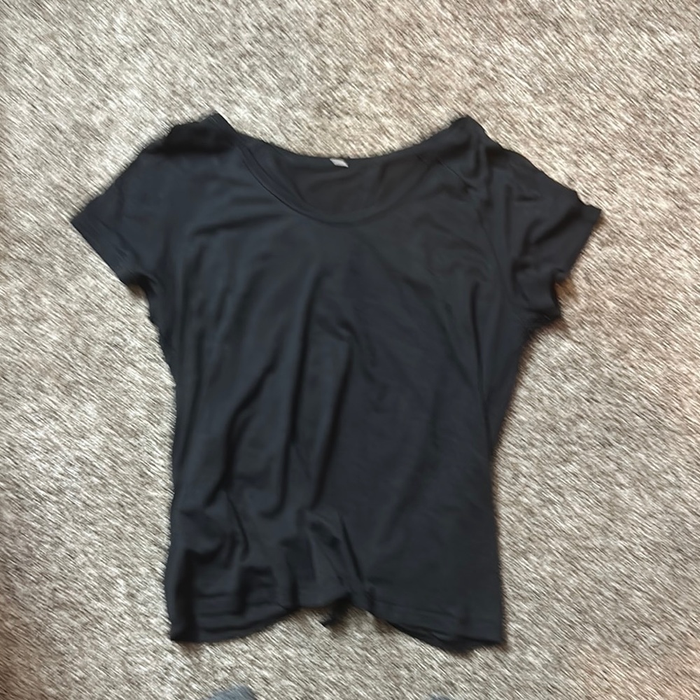 lululemon Black Crew Neck  Open Back Short Sleeve T-Shirt